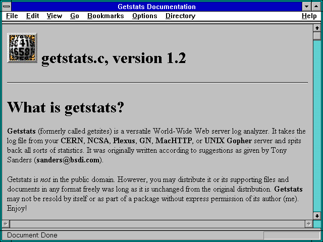 Screenshot of Getstats Documentation