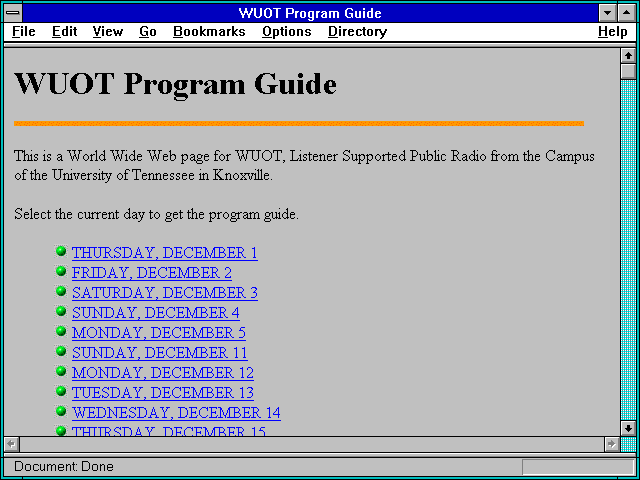 Screenshot of WUOT - 91.9 FM - Knoxville, TN. (University of Tennessee)