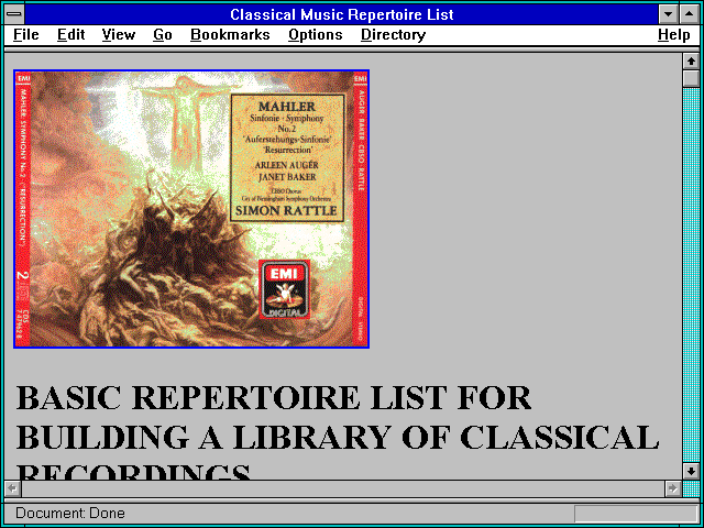 Screenshot of Classical Music Repertoire List