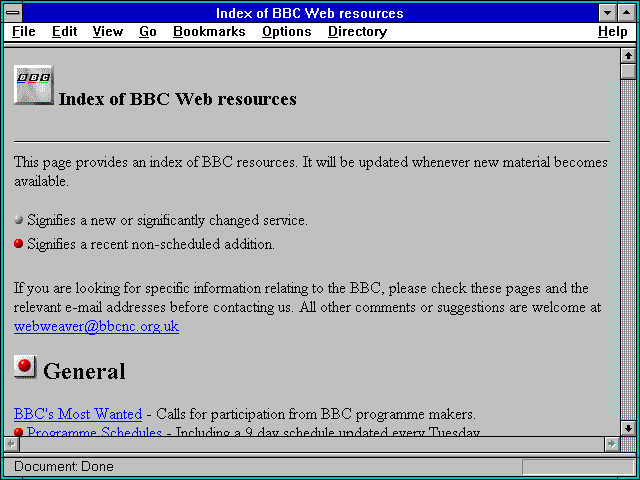 Screenshot of British Broadcasting Corporation (BBC) Radio and TV.