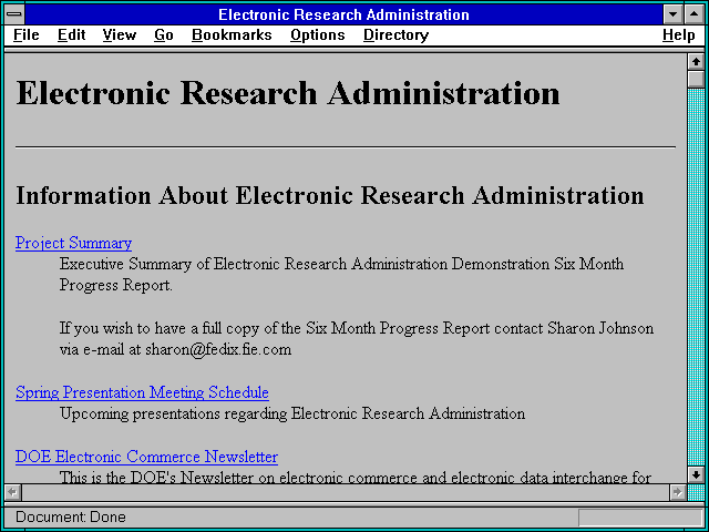 Screenshot of Electronic Research Administration