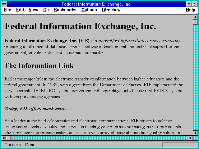 Screenshot of Federal Information Exchange Inc.