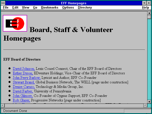 Screenshot of EFF Homepages