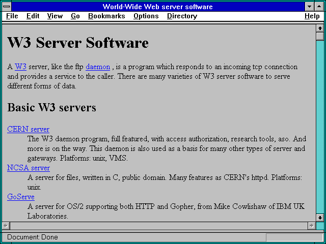 Screenshot of World-Wide Web server software