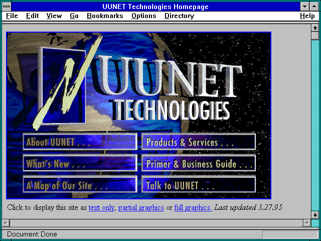 Screenshot of UUNET Technologies Homepage