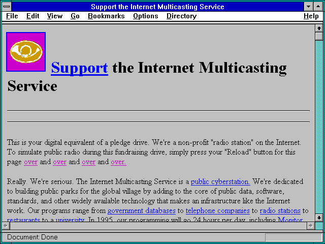 Screenshot of Support the Internet Multicasting Service