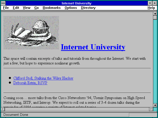 Screenshot of Internet University