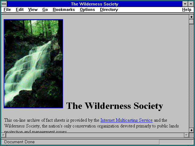 Screenshot of The Wilderness Society