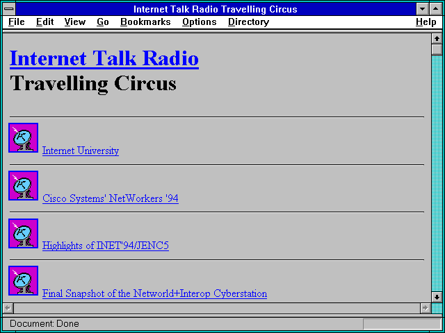 Screenshot of Internet Talk Radio Travelling Circus