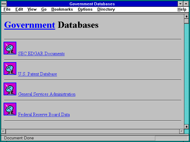 Screenshot of Government Databases