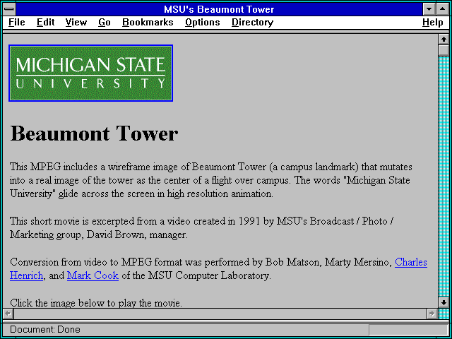 Screenshot of MSU's Beaumont Tower