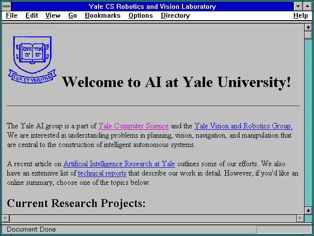 Screenshot of Yale CS Robotics and Vision Laboratory