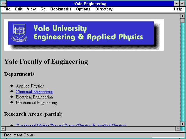 Screenshot of Yale Engineering