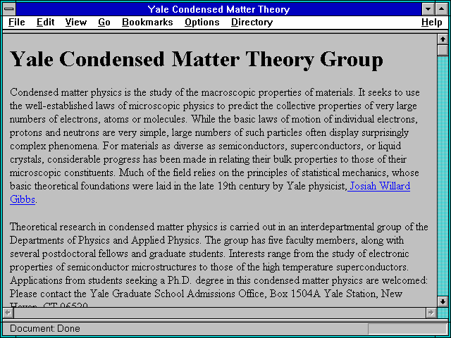 Screenshot of Yale Condensed Matter Theory