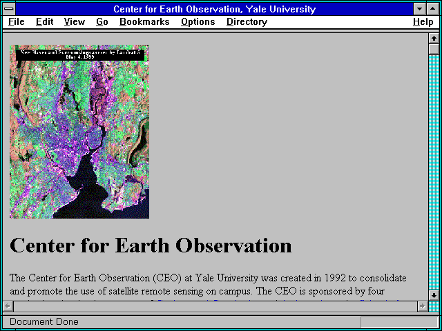 Screenshot of Center for Earth Observation Yale University