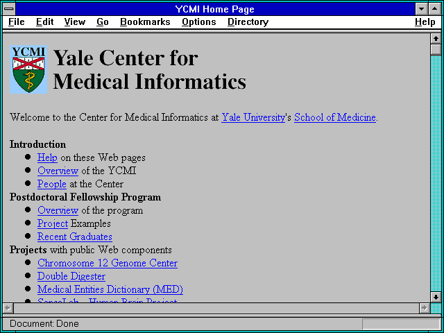 Screenshot of YCMI Home Page