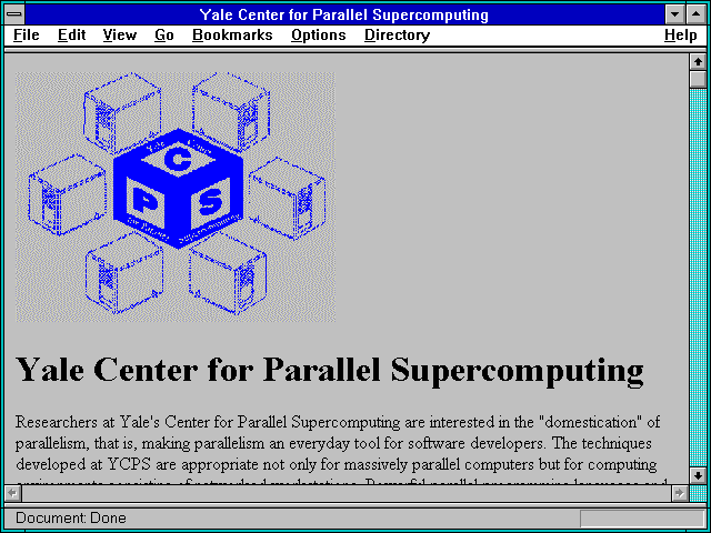 Screenshot of Yale Center for Parallel Supercomputing