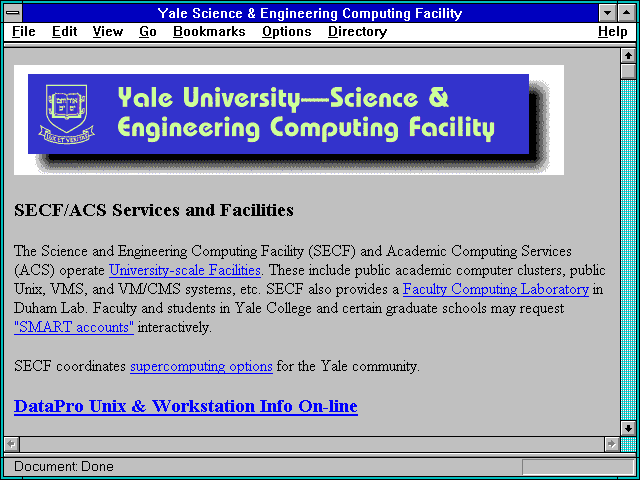 Screenshot of Yale Science & Engineering Computing Facility