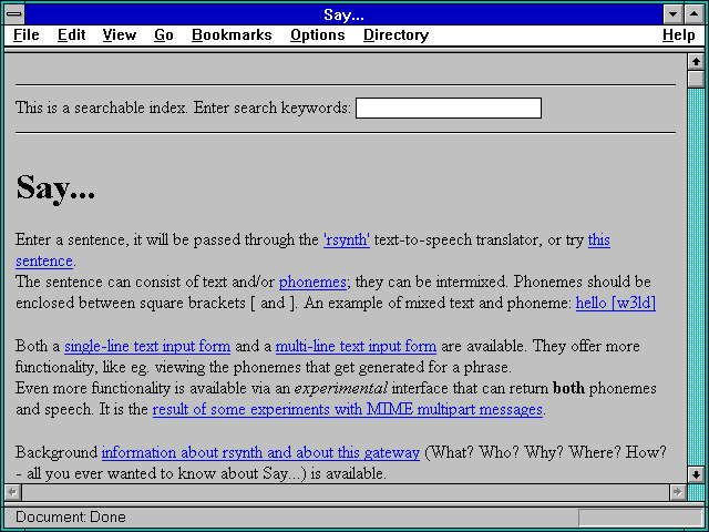 Screenshot of Say...