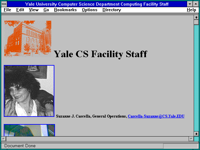 Screenshot of Yale University Computer Science Department Computing Facility Staff