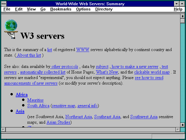 Screenshot of World-Wide Web Servers: Summary