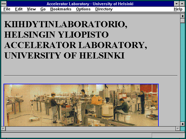 Screenshot of Accelerator Laboratory - University of Helsinki