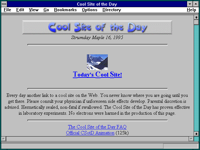 Screenshot of Cool Site of the Day