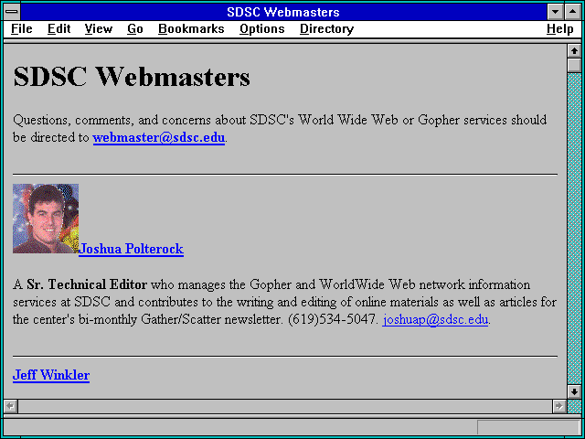 Screenshot of SDSC Webmasters