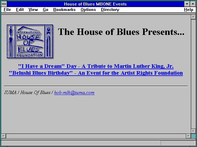 Screenshot of House of Blues MBONE Events