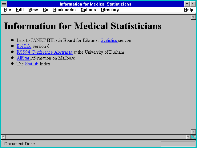Screenshot of Information for Medical Statisticians