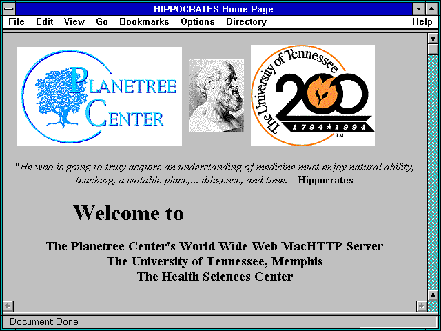 Screenshot of HIPPOCRATES Home Page
