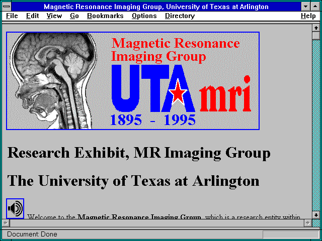 Screenshot of Magnetic Resonance Imaging Group University of Texas at Arlington