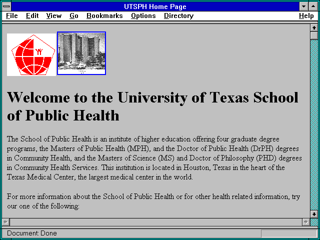 Screenshot of UTSPH Home Page