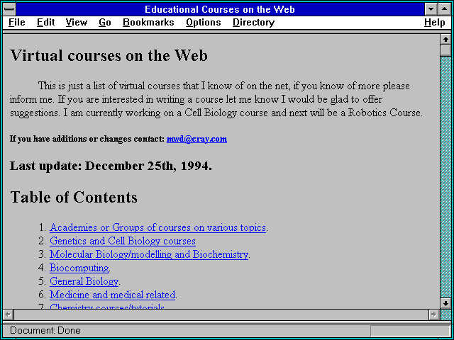 Screenshot of Educational Courses on the Web