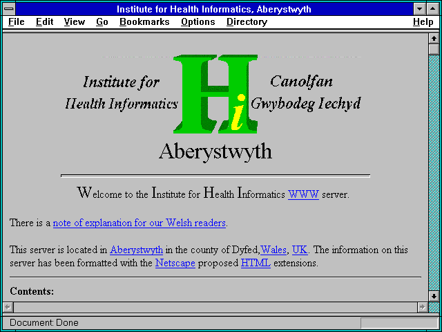 Screenshot of Institute for Health Informatics Aberystwyth