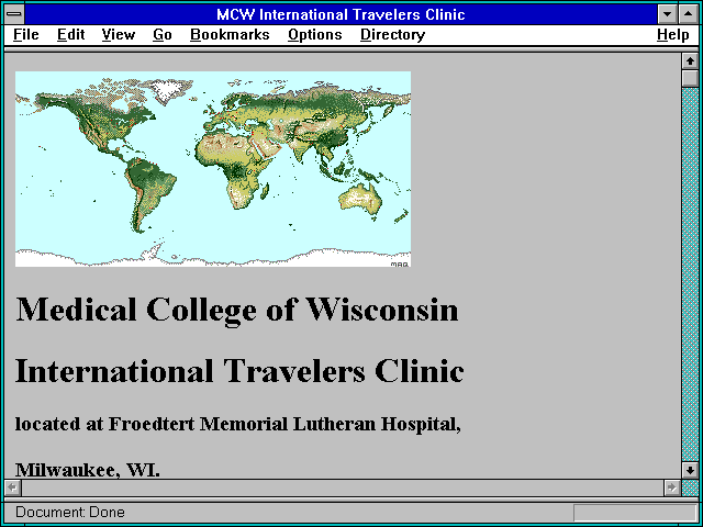Screenshot of MCW International Travelers Clinic