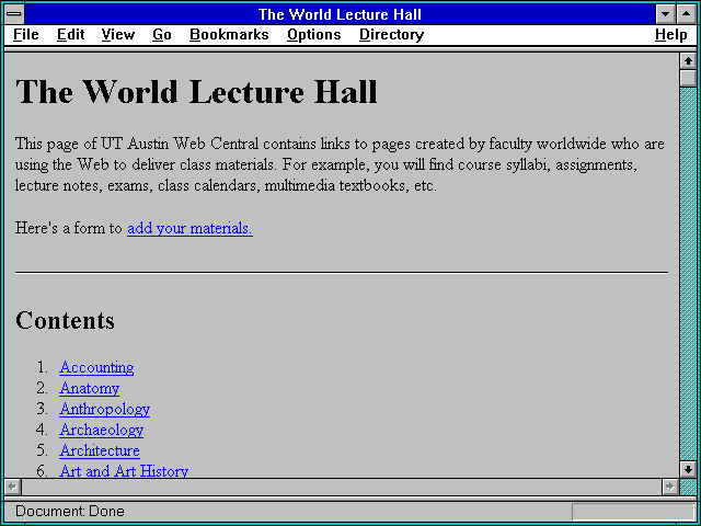 Screenshot of The World Lecture Hall