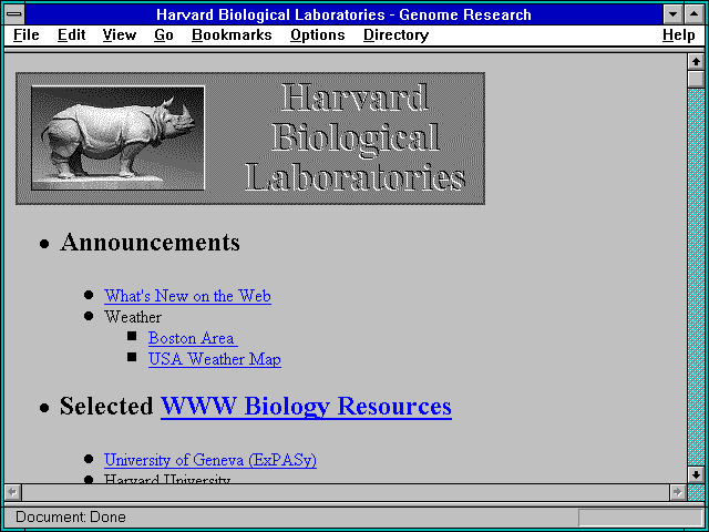 Screenshot of Harvard Biological Laboratories - Genome Research