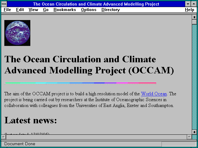 Screenshot of The Ocean Circulation and Climate Advanced Modelling Project