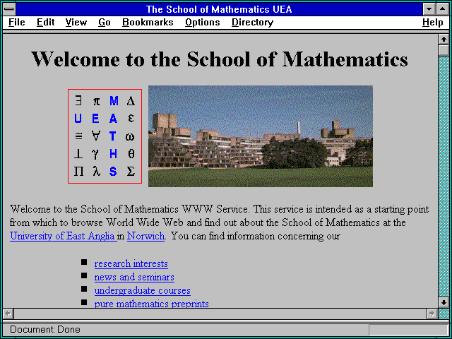 Screenshot of The School of Mathematics UEA