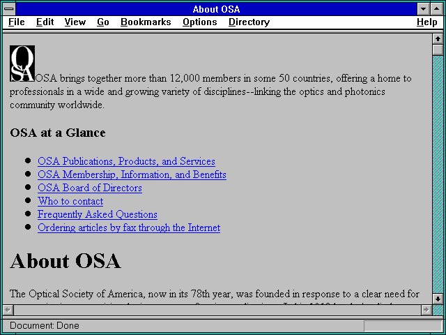 Screenshot of About OSA