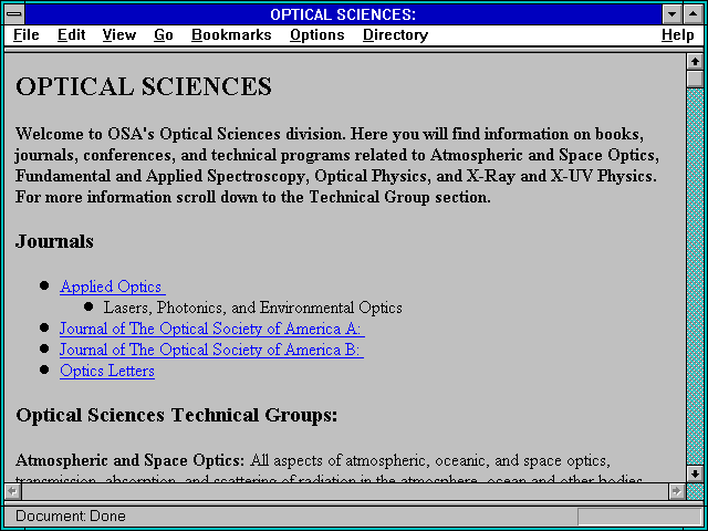 Screenshot of OPTICAL SCIENCES: