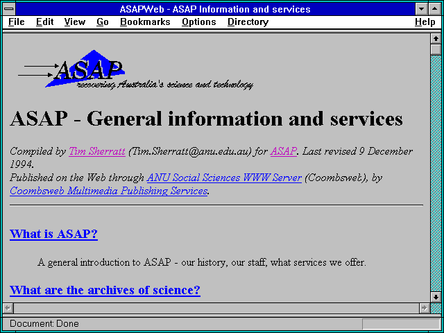 Screenshot of ASAPWeb - ASAP Information and services