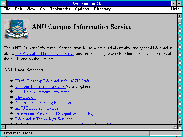 Screenshot of Welcome to ANU