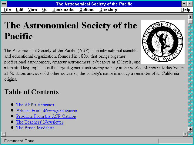 Screenshot of The Astronomical Society of the Pacific
