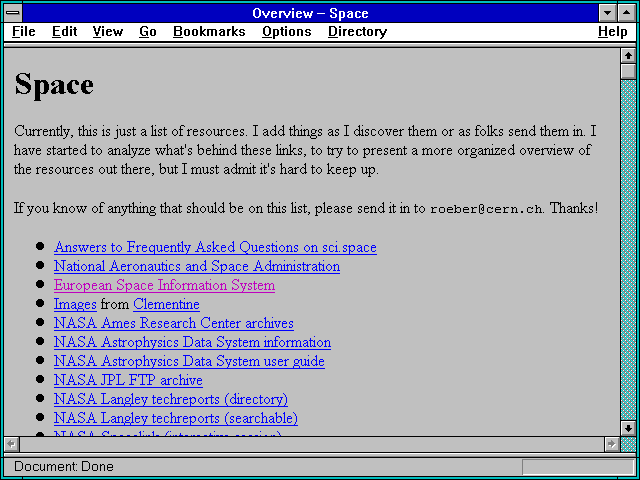 Screenshot of Overview -- Space