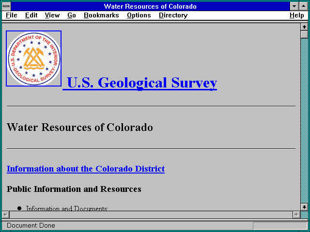 Screenshot of U.S. Geological Survey, Water Resources Division