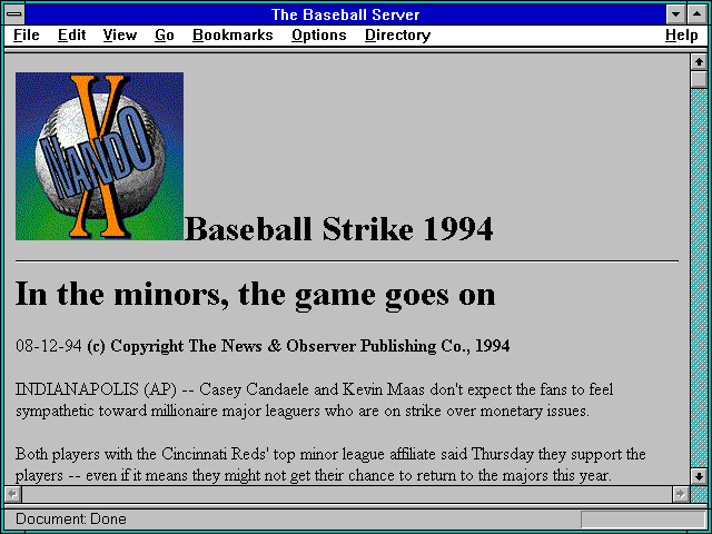Screenshot of The Baseball Server
