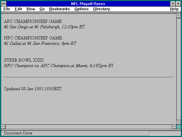 Screenshot of NFL Playoff Races