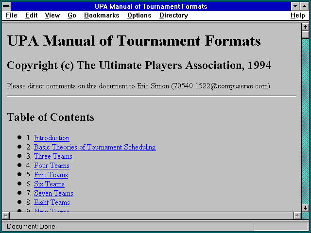Screenshot of UPA Manual of Tournament Formats